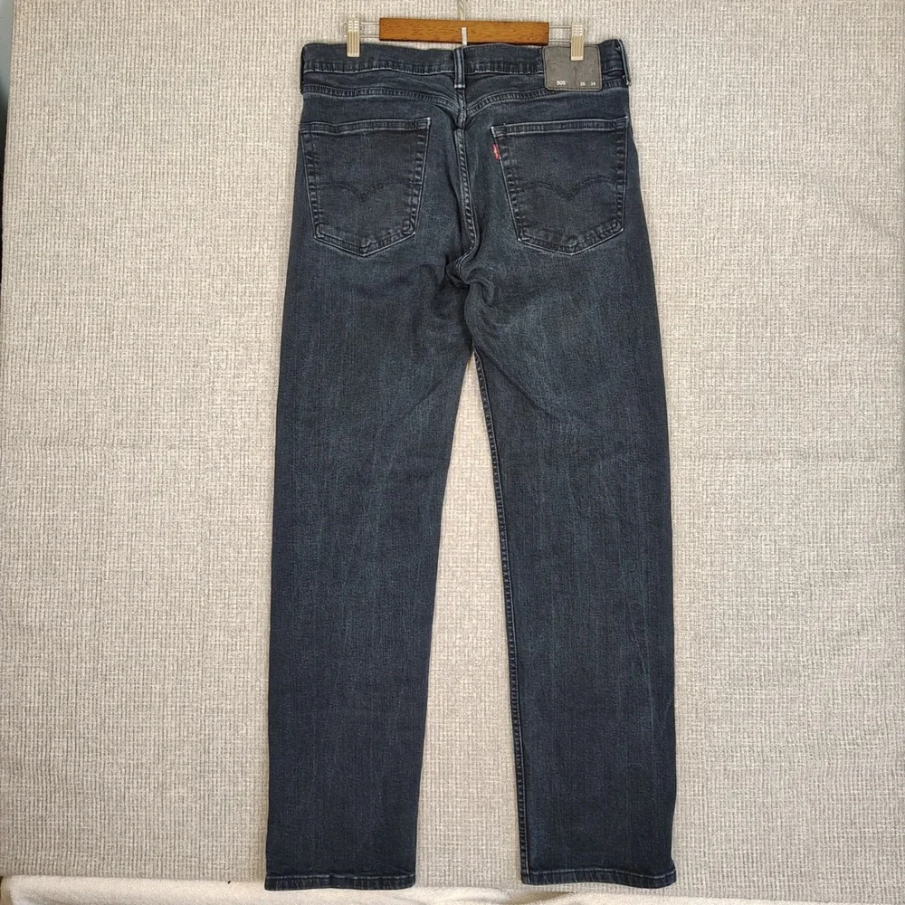Levi's 505 Jeans Regular Fit Black Wash Denim Pants Mens‎ Size 34x33 (36x34)